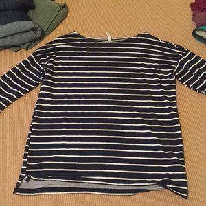 Navy and White Strip H&M Long Sleeve Shirt